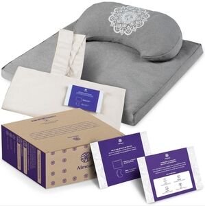 Almeara Zafu Meditation Cushion Set Ergonomic  Embroidered Mandala Supportive